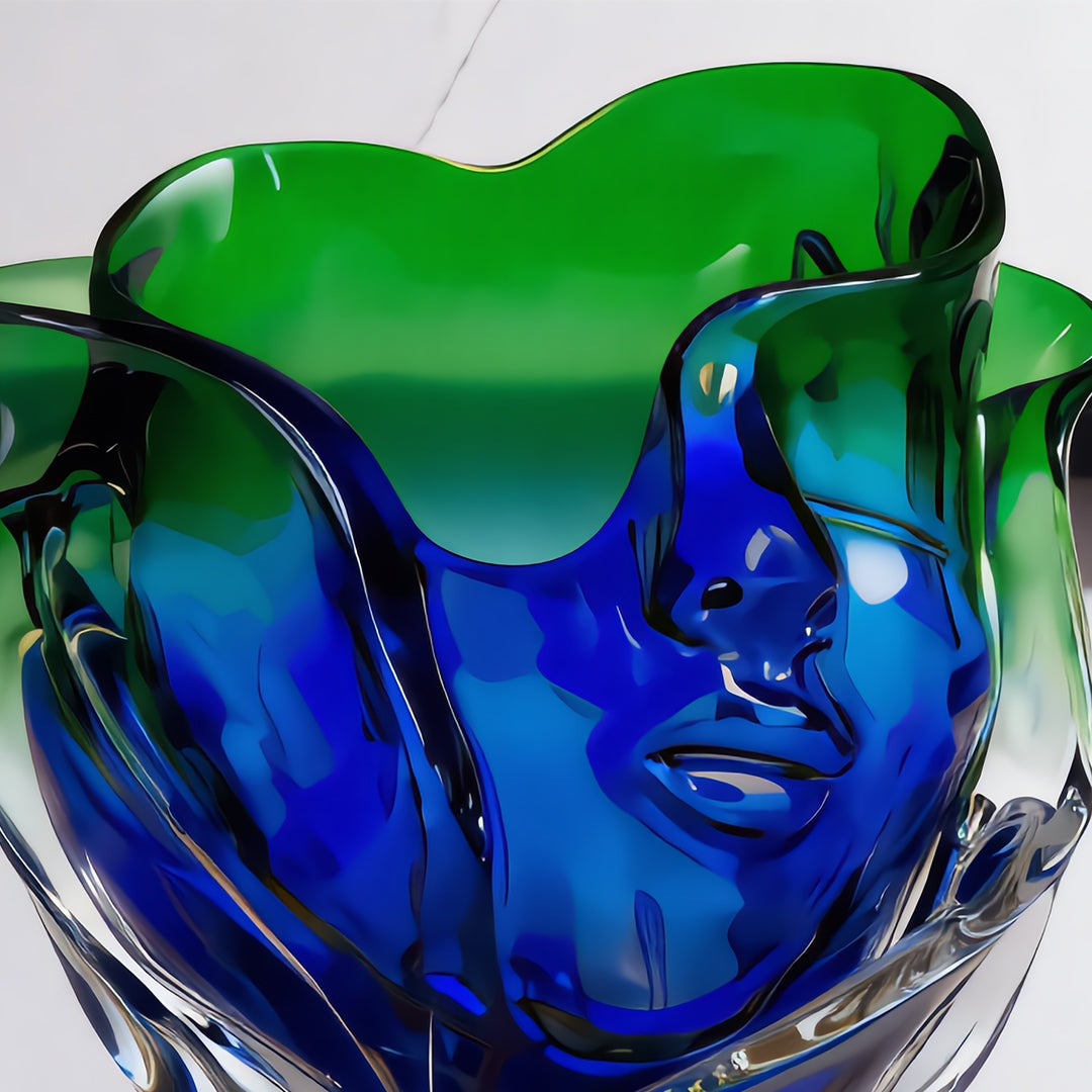 Azure Muse Hand-Blown Glass Face Vase