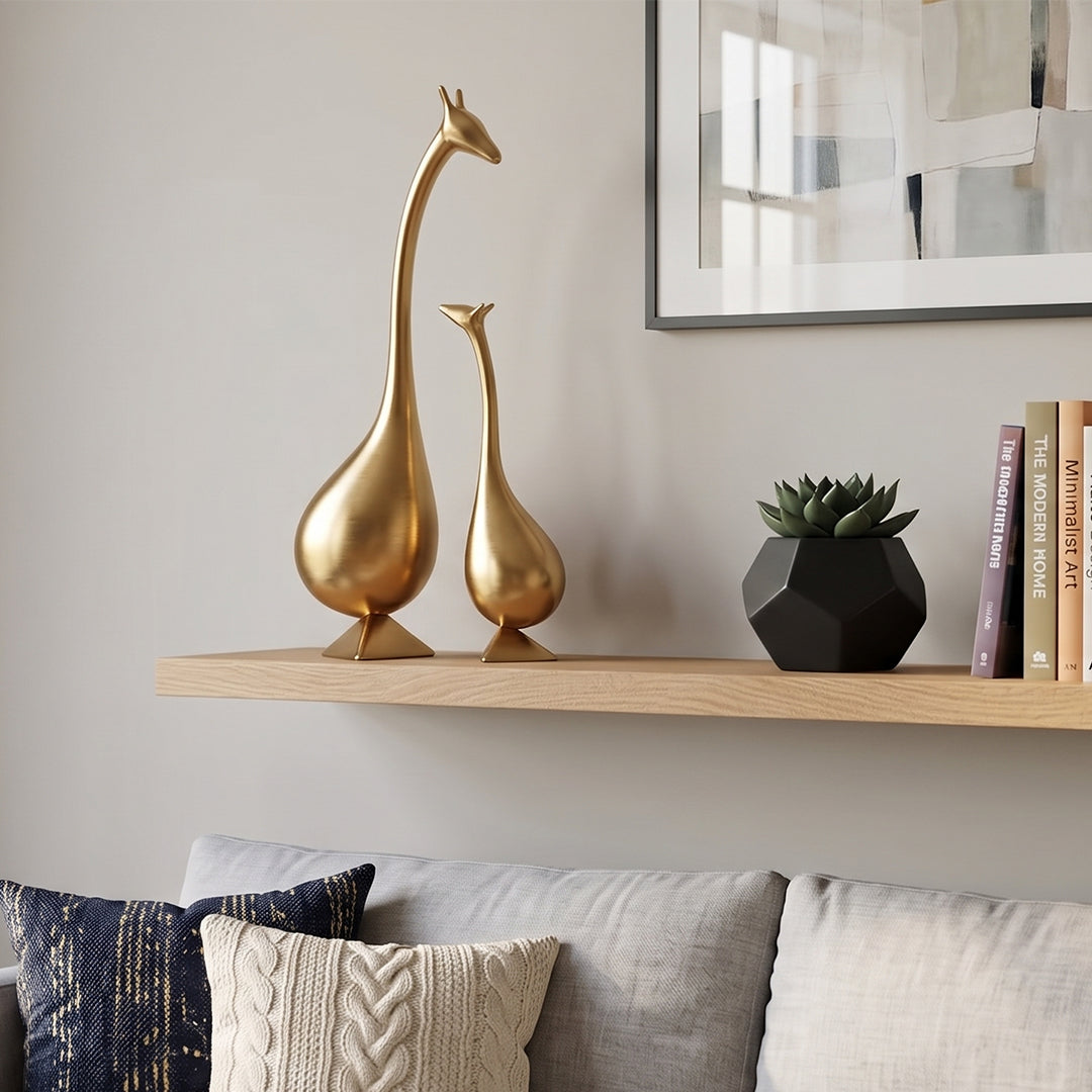 Gilded Serenity Abstract Giraffe Statuettes (Set of 2)