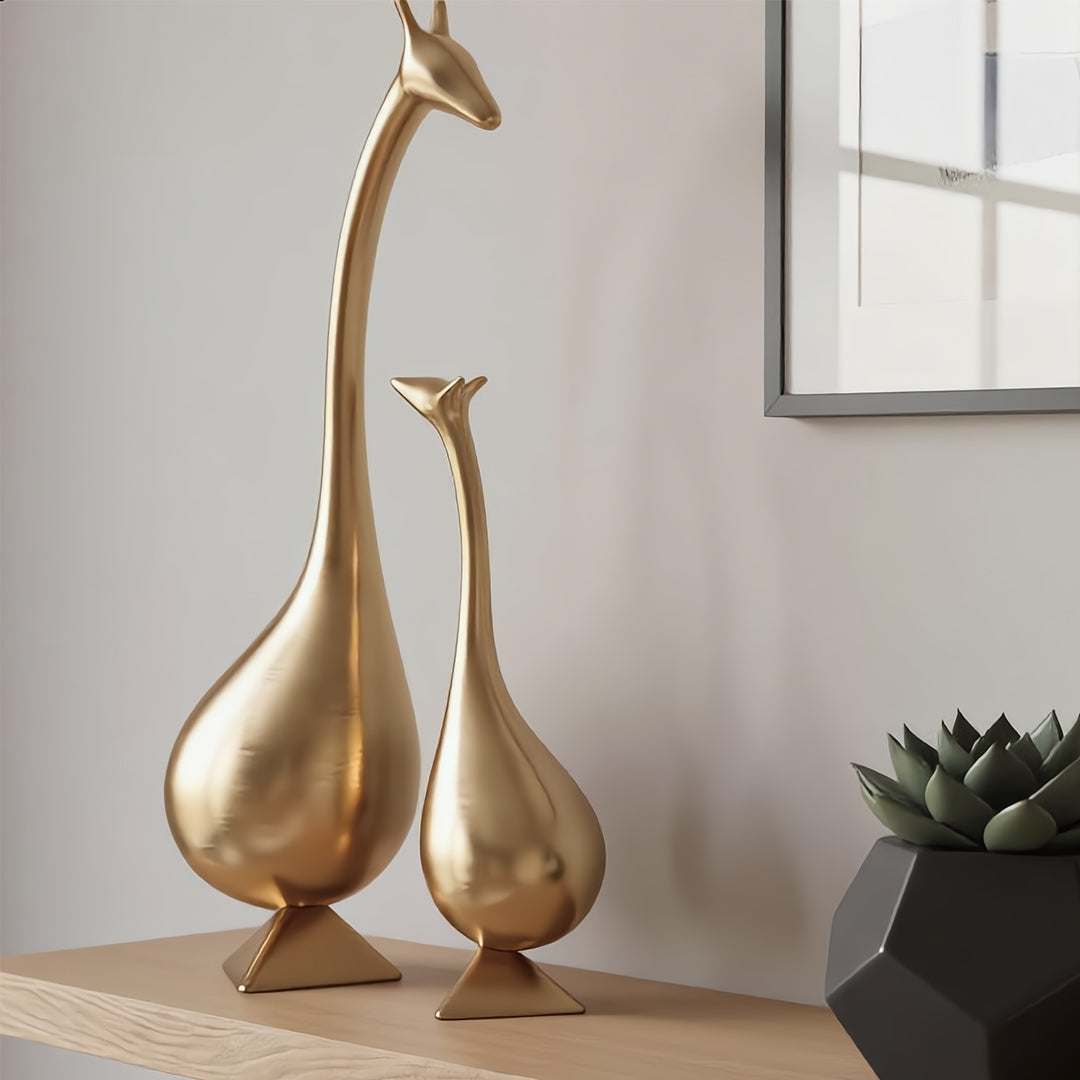 Gilded Serenity Abstract Giraffe Statuettes (Set of 2)
