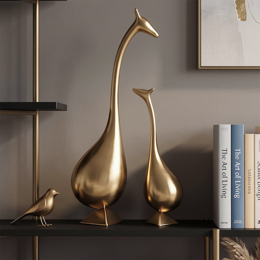 Gilded Serenity Abstract Giraffe Statuettes (Set of 2)