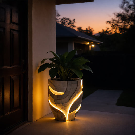 Lumina Stone Integrated LED Textured Planter