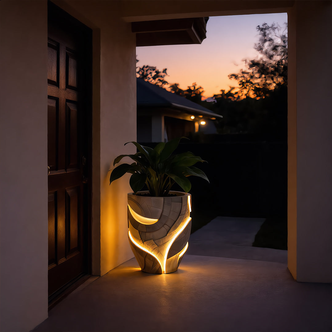 Lumina Stone Integrated LED Textured Planter