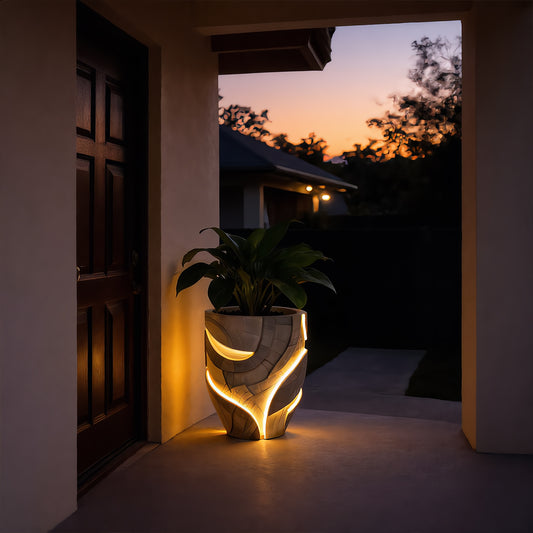 Lumina Stone Integrated LED Textured Planter