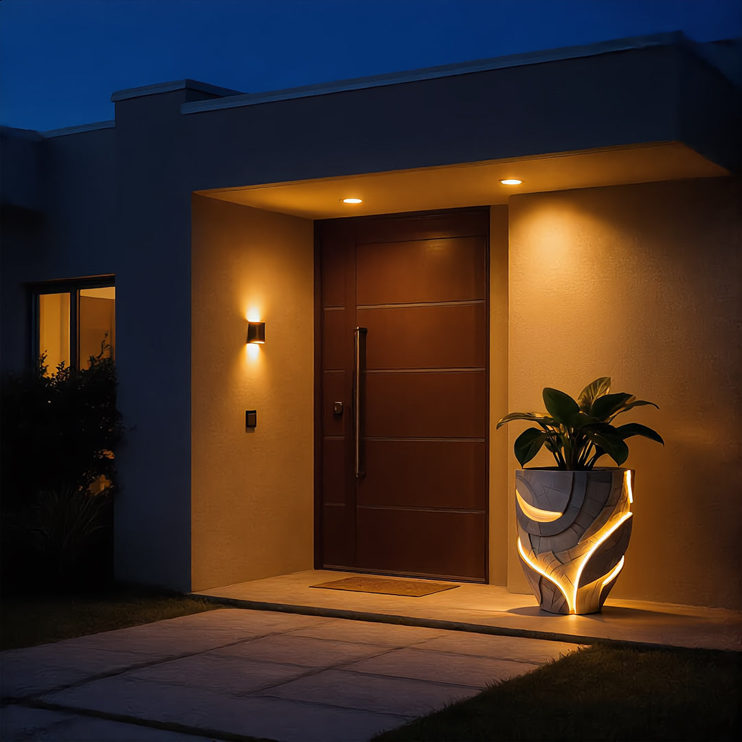 Lumina Stone Integrated LED Textured Planter