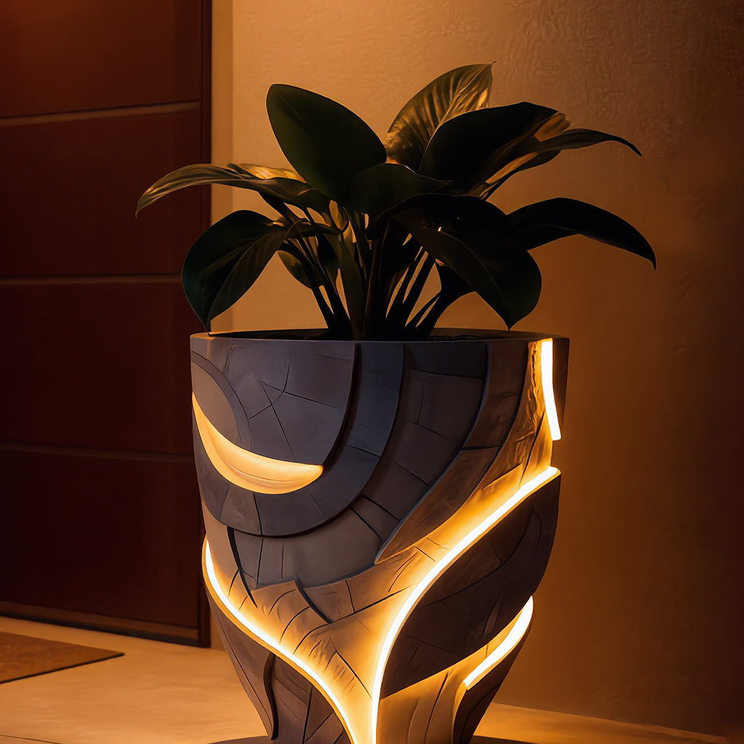 Lumina Stone Integrated LED Textured Planter
