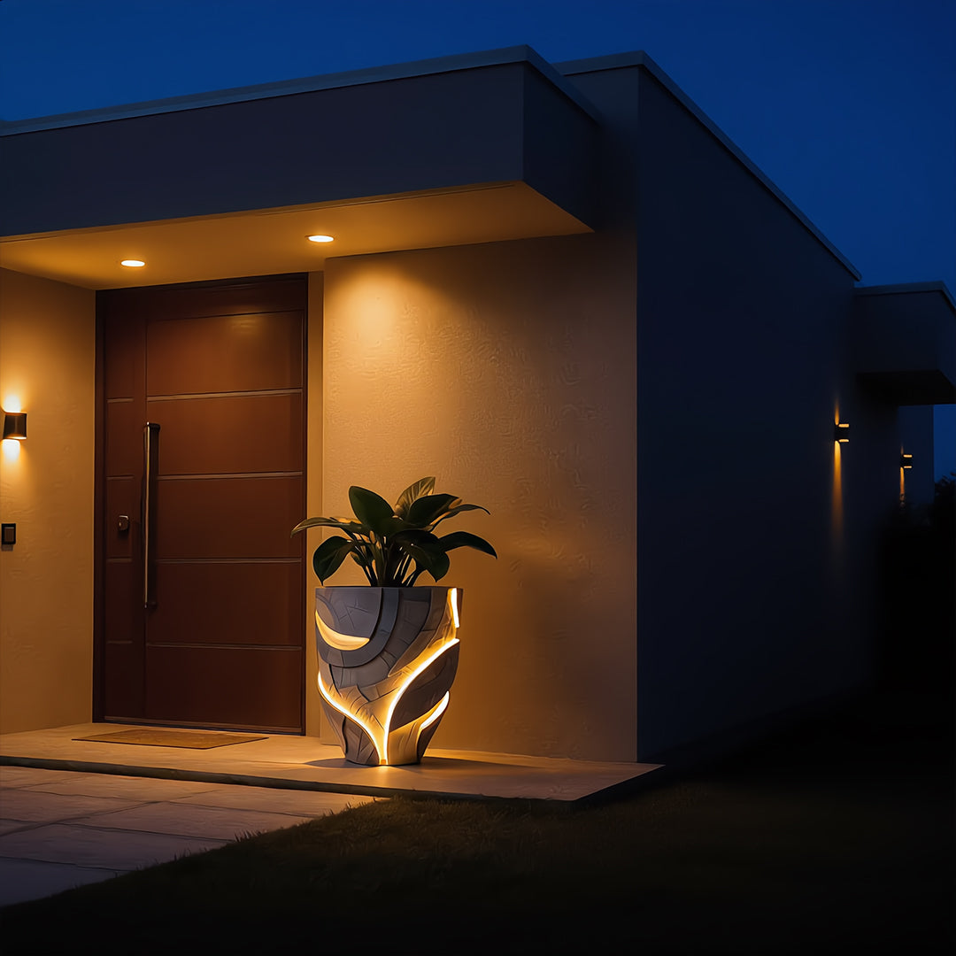 Lumina Stone Integrated LED Textured Planter