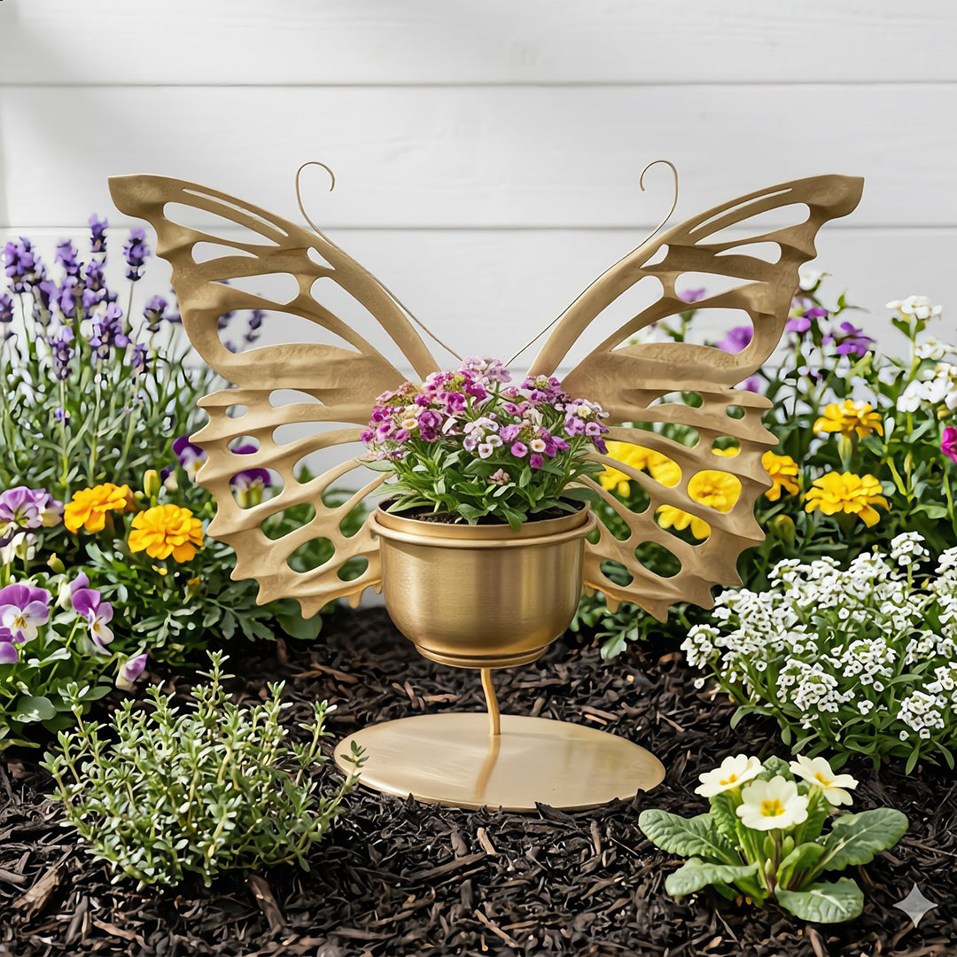 Mariposa Gilded Butterfly Pedestal Plant Holder