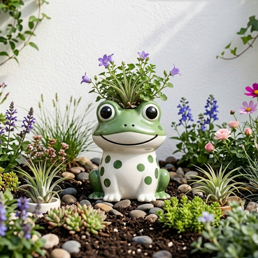 Sproutly the Smiling Frog Ceramic Plant Holder
