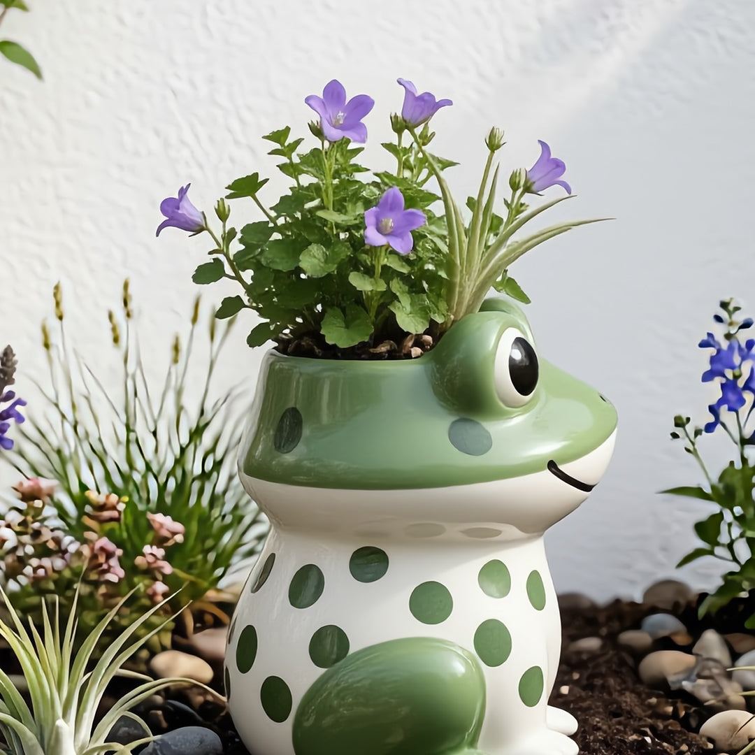 Sproutly the Smiling Frog Ceramic Plant Holder