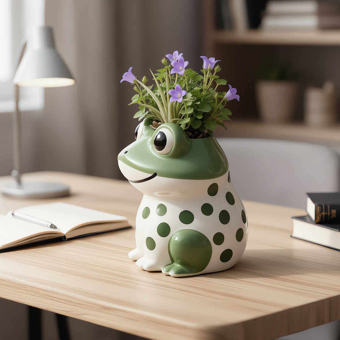 Sproutly the Smiling Frog Ceramic Plant Holder