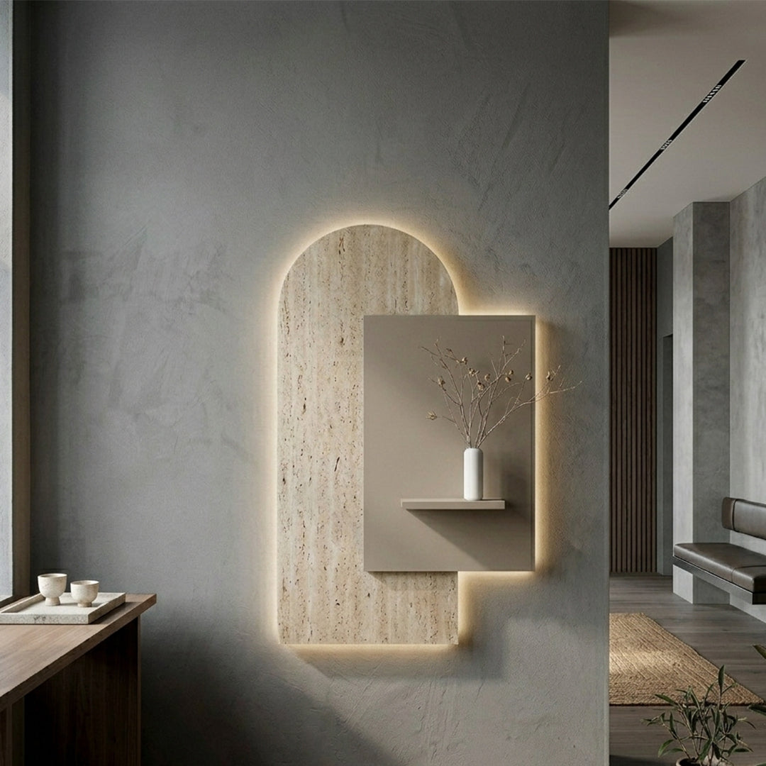 Arcadia Backlit Travertine Wall Console