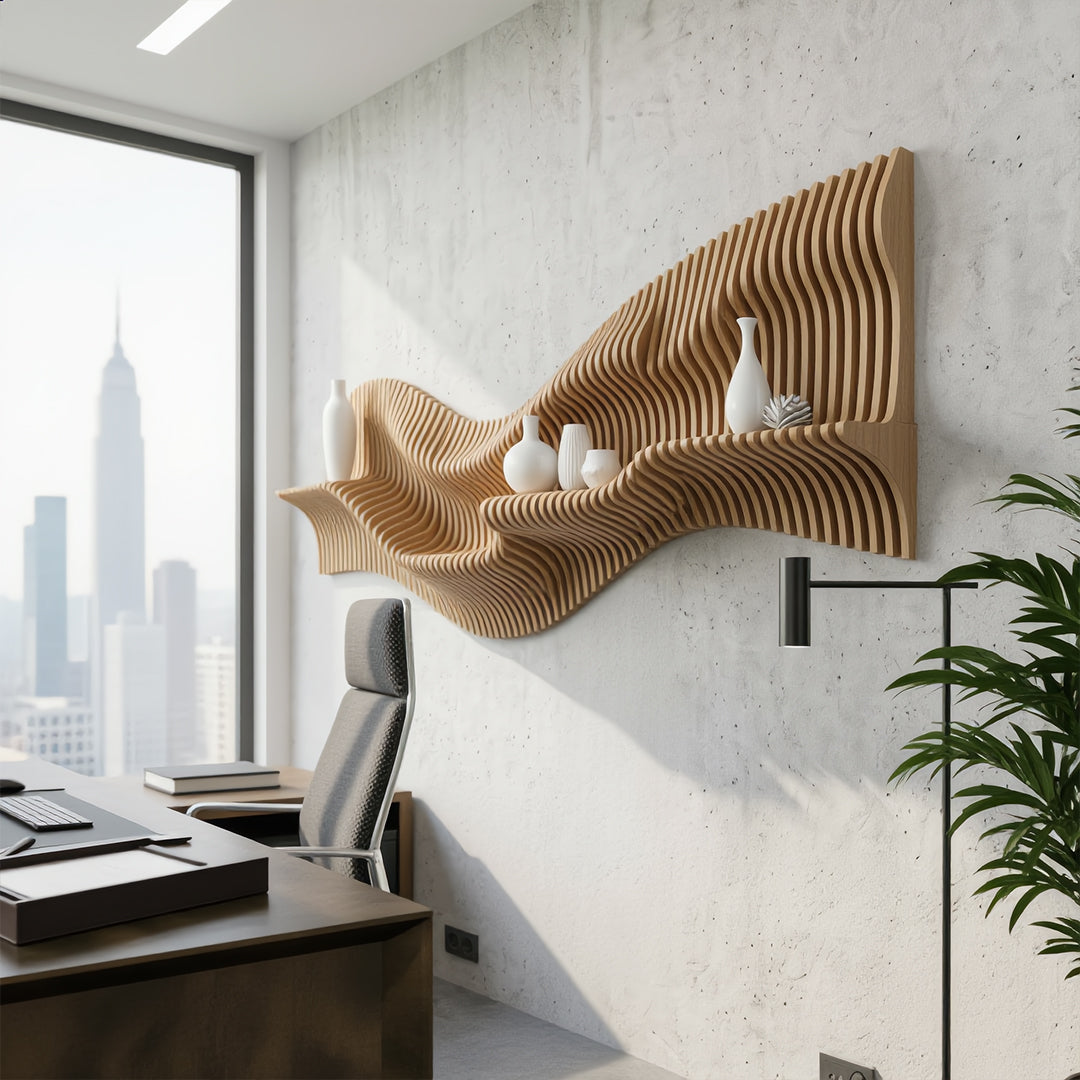 Aeon Parametric Slat Floating Wall Shelf