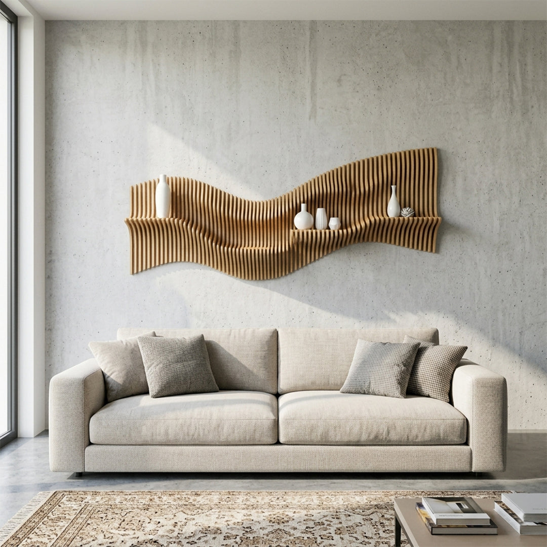 Aeon Parametric Slat Floating Wall Shelf