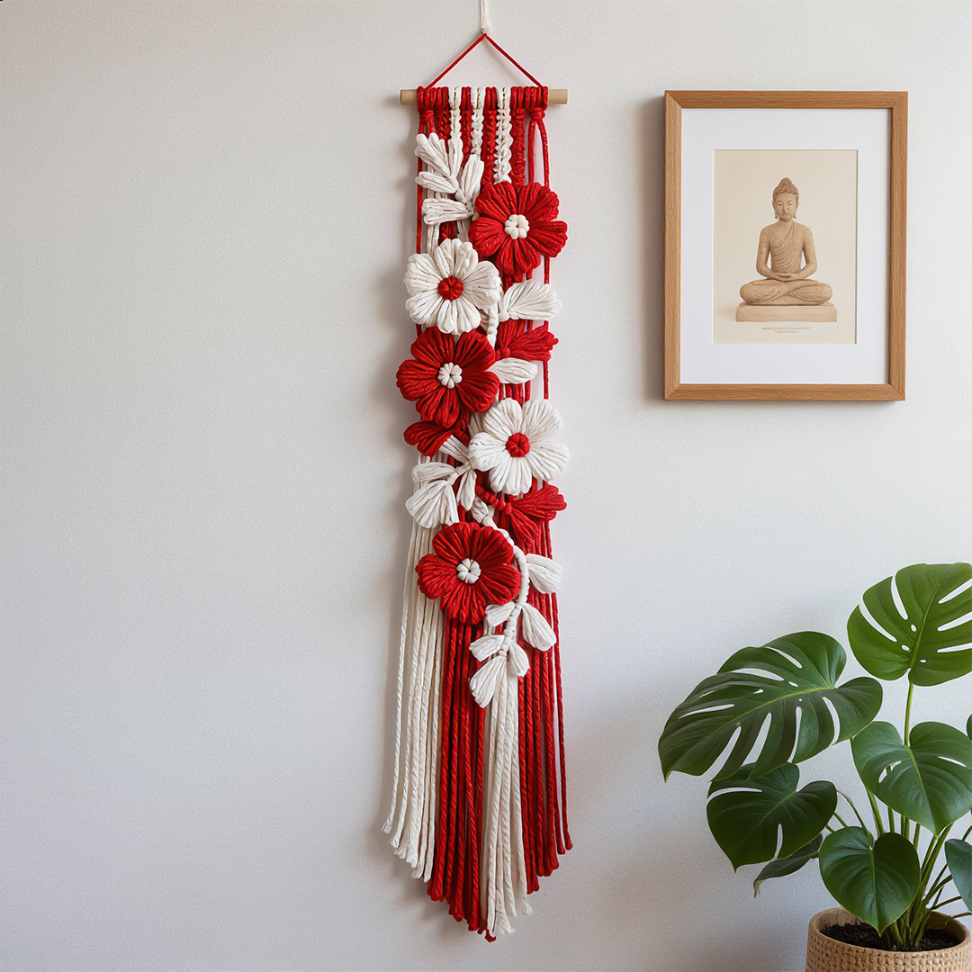 Boho-Zen Macramé Floral Wall Hanging