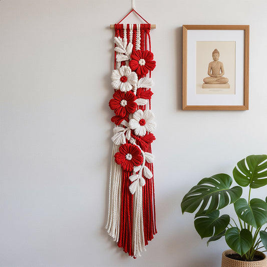 Boho-Zen Macramé Floral Wall Hanging