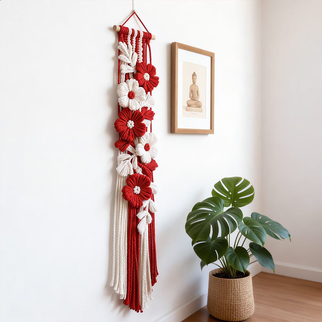 Boho-Zen Macramé Floral Wall Hanging