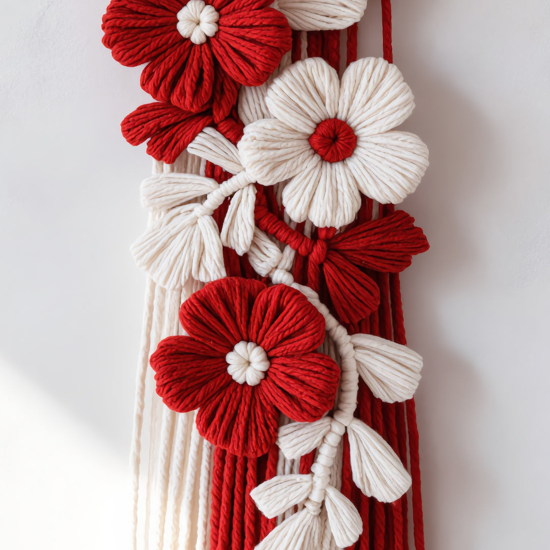 Boho-Zen Macramé Floral Wall Hanging
